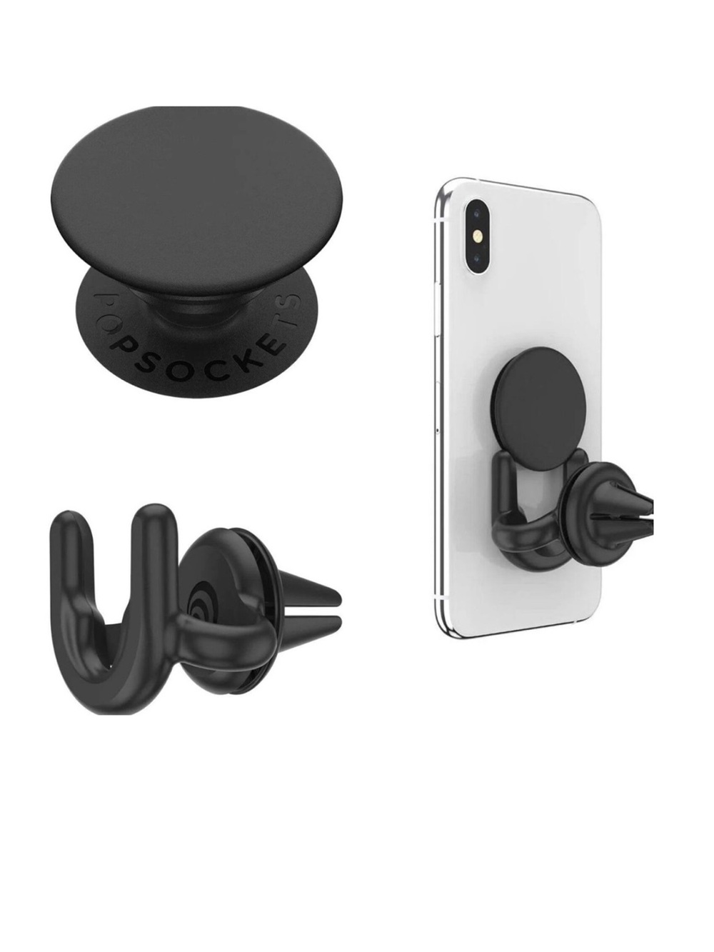 PopSockets PopGrip + PopMount 2 Car Vent in Black